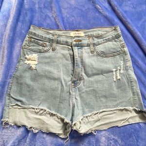 Vibrant distressed jean shorts